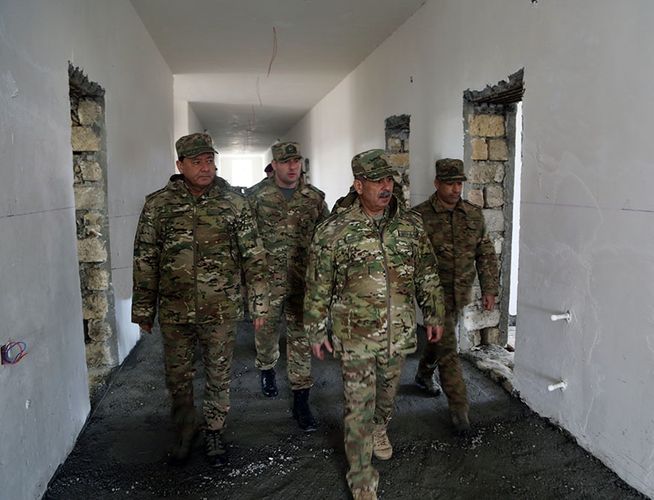 Azerbaijani Defense Minister got acquainted with construction work in military units in the frontline zone - VIDEO