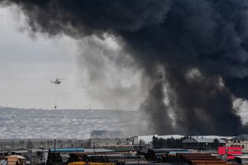 "EuroHome”da yanğının söndürülməsinə təyyarə və 3 helikopter cəlb olunub - YENİLƏNİB-4 - FOTOSESSİYA - VİDEO