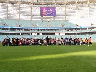 Bakı Olimpiya Stadionunda daun sindromlu uşaqlarla görüş olub - FOTOSESSİYA
