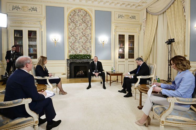 Azerbaijani President Ilham Aliyev gives interview to local journalists
