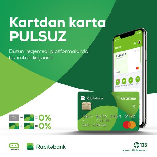 "Rabitəbank" kartdan-karta komissiyasız köçürmələr təklif edir