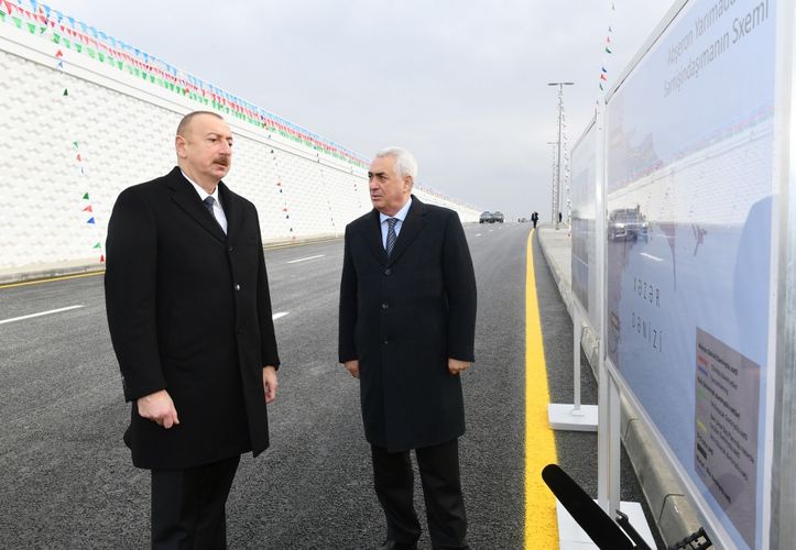  President Ilham Aliyev inaugurated a highway tunnel in Pirshaghi settlement