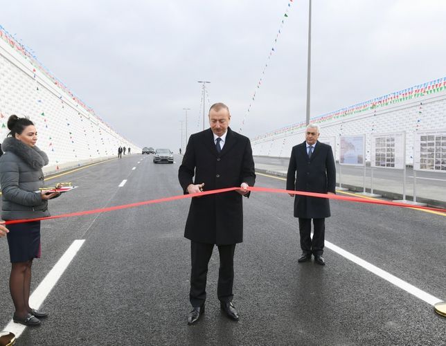 Президент Ильхам Алиев принял участие в открытии автомобильного тоннеля в Пиршаги - ОБНОВЛЕНО