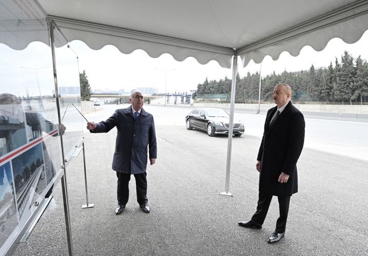 President Ilham Aliyev viewed work done as part of expanding Baku-Sumgayit highway - UPDATED