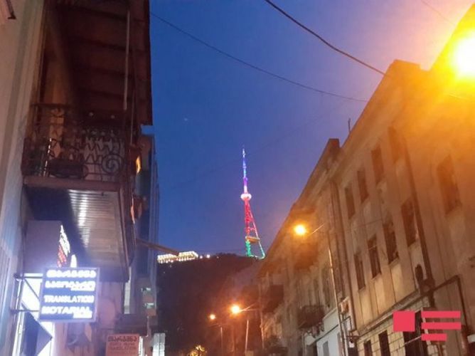 TV tower in Tbilisi was illuminated with the colors of the Azerbaijani flag