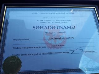 Azərbaycanda daha bir siyasi partiya dövlət qeydiyyatından keçib