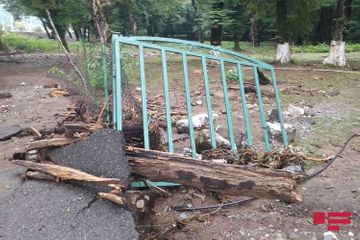 Сель затопил дорогу Исмаиллы-Габала, вода проникла в дома – ФОТО