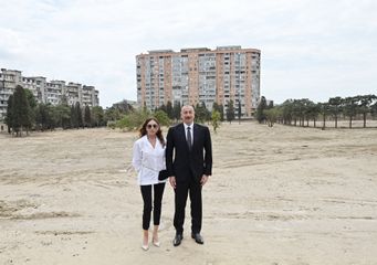 Prezident İlham Əliyev Yasamal rayonunda salınacaq meşə tipli yeni parkda görüləcək işlərlə tanış olub - FOTO - YENİLƏNİB