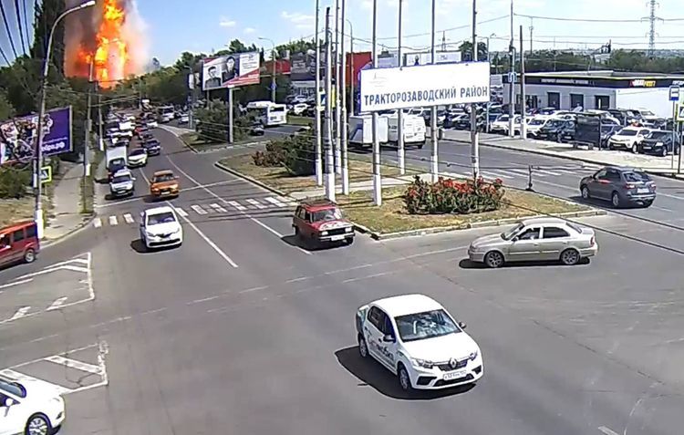 Fire at gas station in Russia