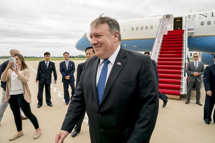 U.S. Secretary of State Mike Pompeo arrives in Prague