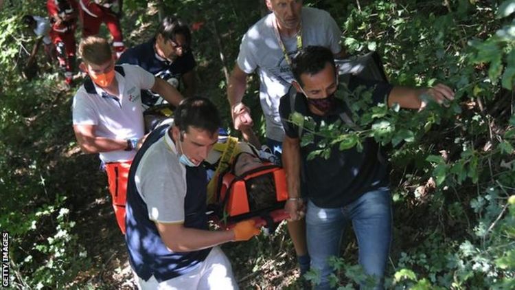 Remco Evenepoel suffers bridge fall after crash during Il Lombardia