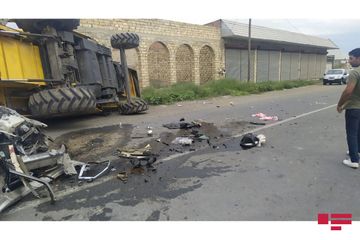 Samuxda ağır yol qəzasında polis zabiti və bir qadın ölüb - FOTO - YENİLƏNİB