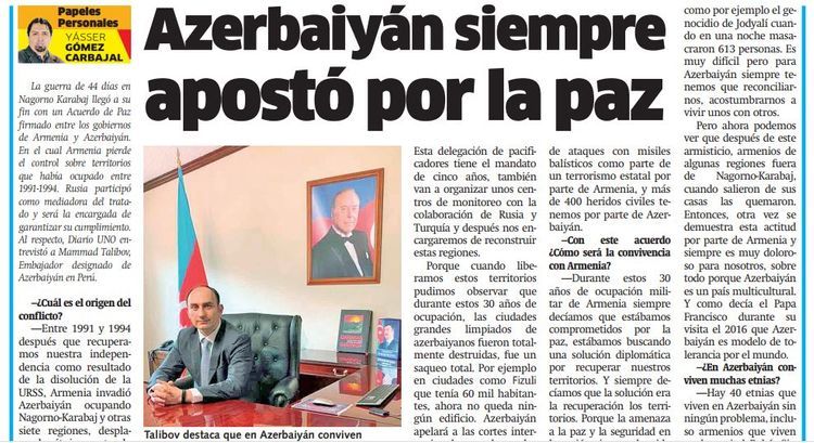Peruvian media wrote about the history of Armenia