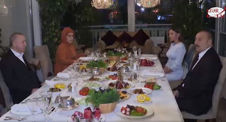 Azerbaijani President Ilham Aliyev and Turkish President Recep Tayyip Erdogan dined together - VIDEO