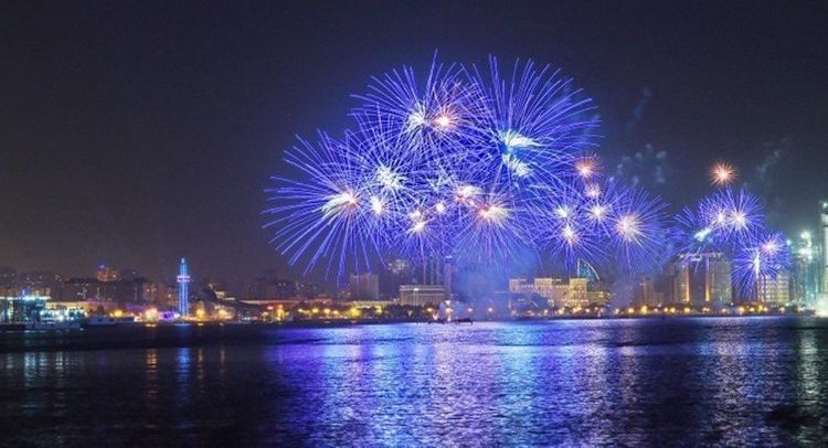 Baku set off fireworks on the occasion of the victory