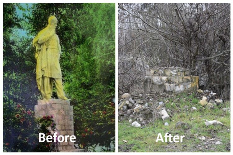 Remains of a statue of Mahammad Fuzuli in the center of Fuzili have been found  - PHOTO