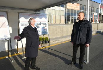  Prezident Bakı-Quba-Rusiya dövlət sərhədi yolunun yenidən qurulmuş hissəsində görülən işlərlə tanış olub