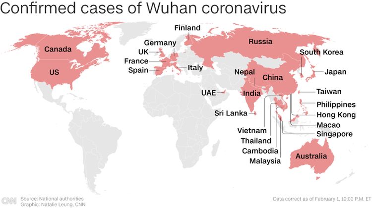 This is where Wuhan coronavirus cases have been confirmed worldwide
