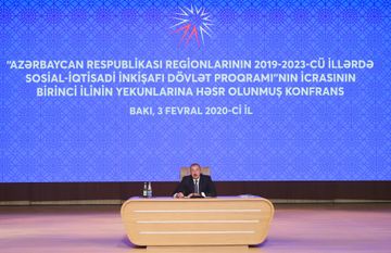 Prezident İlham Əliyev regionların 2019-2023-cü illərdə sosial-iqtisadi inkişafı Dövlət Proqramının icrasının I ilinin yekunlarına həsr olunan konfransda iştirak edib - YENİLƏNİB-1