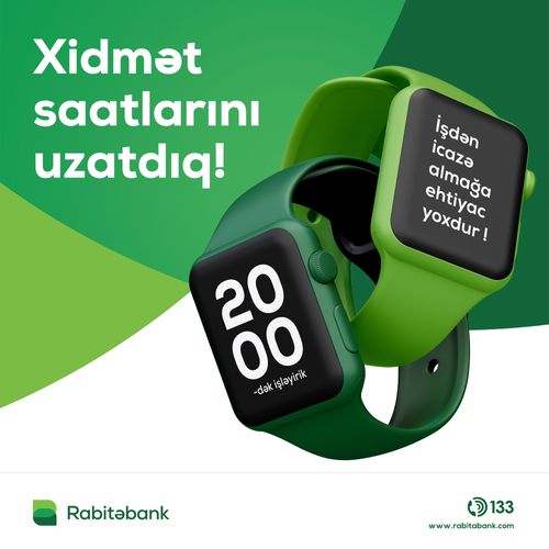 "Rabitəbank" paytaxt və region filiallarında iş saatlarını uzadıb