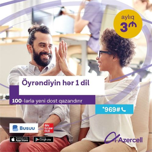 "Azercell" abunəçilərə "Busuu" tətbiqini xüsusi şərtlərlə təklif edir