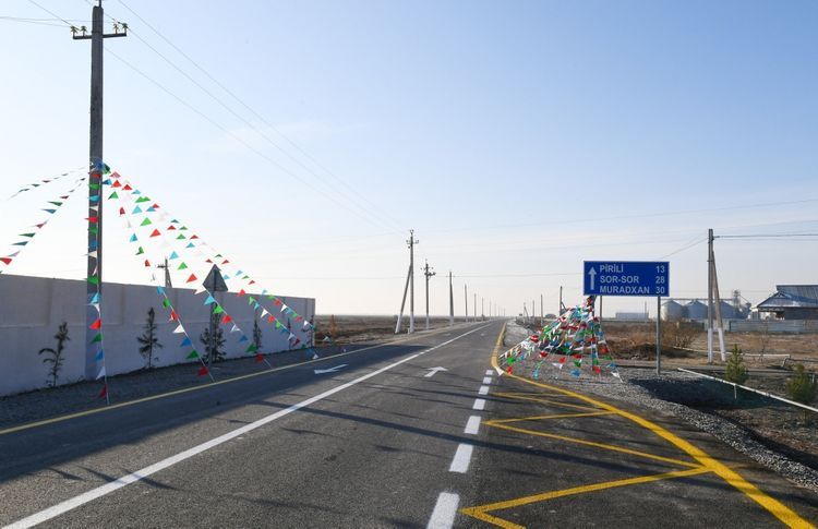 President Ilham Aliyev attended opening of newly renovated Pirili-Muradkhan-Sor-Sor highway