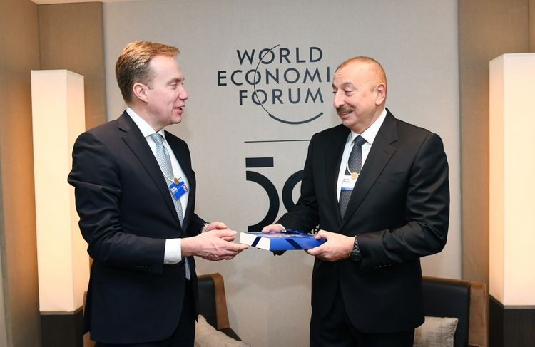 President Ilham Aliyev met with President of World Economic Forum in Davos