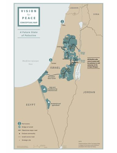 Трамп опубликовал карту с границами Палестины по «сделке века»