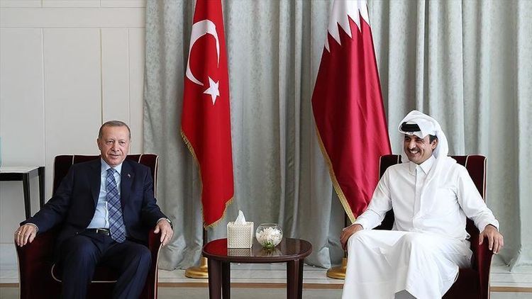 Türkiyə prezidenti Dohada Qətər əmiri ilə görüşüb