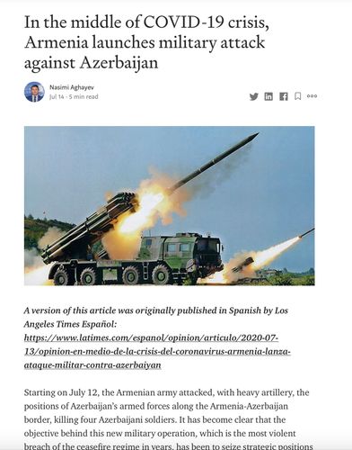 Consul General Aghayev’s article on Armenia’s recent aggression published by Los Angeles Times 