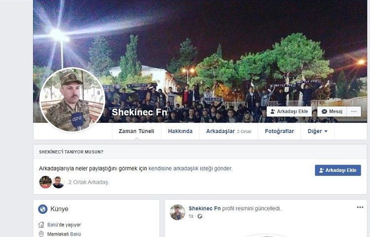 На «Facebook» создан фейковый профиль на имя начальника пресс-службы МО Азербайджана