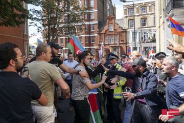 Armenians committed provocation during peaceful protest of Azerbaijanis in London, one Azerbaijani injured - VIDEO