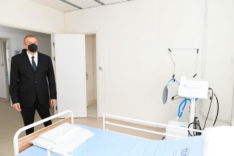  President Ilham Aliyev viewed the conditions created in modular hospital in Shaki