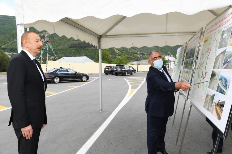 Opening of Gokhmug- Baltalı-Babaratma-Garadaglı-Gudula-Dashuz highway after reconstruction held in Shaki