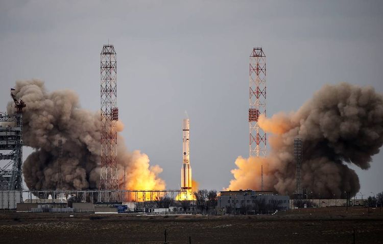 Proton-M carrier rocket with Express telecom satellites launched from Baikonur