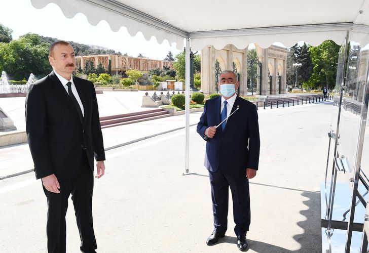 President Ilham Aliyev attended opening of above-ground pedestrian crossing in Neapol Street, Baku