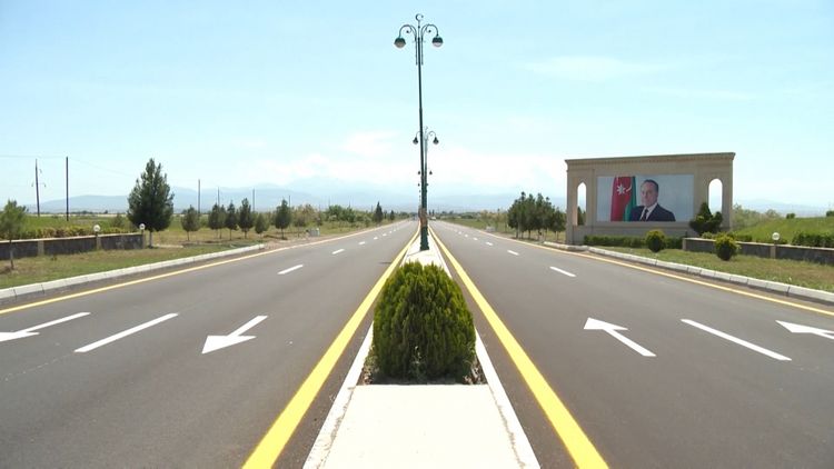 President Ilham Aliyev inaugurates highway in Goranboy district