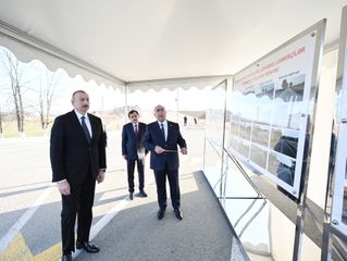 Prezident İlham Əliyev Daş Salahlı-Ürkməzli-Dəmirçilər avtomobil yolunun açılışında iştirak edib