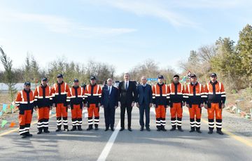 Prezident İlham Əliyev Daş Salahlı-Ürkməzli-Dəmirçilər avtomobil yolunun açılışında iştirak edib