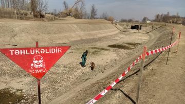 Ağstafa su kanalında əl qumbarası tapılıb
