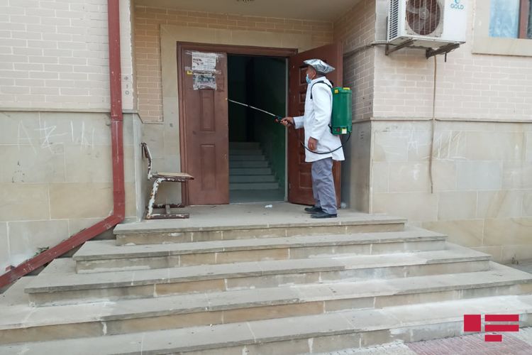 Goranboyda məcburi köçkün şəhərciyi koronavirusa qarşı dezinfeksiya edilib - FOTO