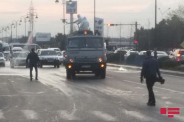 Sumqayıtın küçə və prospektləri yuyucu məhlullarla yuyulur - FOTO