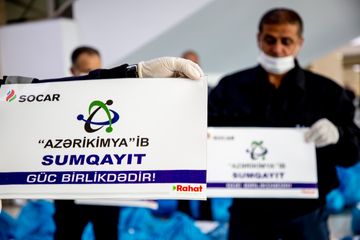 Kimyaçılar Sumqayıtda 4 mindən çox aztəminatlı ailəyə ərzaq yardımı edib - FOTO