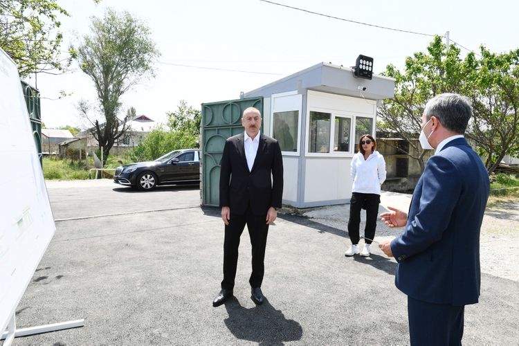 President Ilham Aliyev viewed work done as part of renovation of Pirsaat Baba shrine in Shamakhi