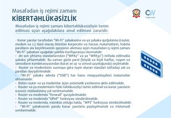 Məsafədən iş rejimi zamanı kibertəhlükəsizliyin təmin edilməsinə dair təlimat hazırlanıb - FOTO