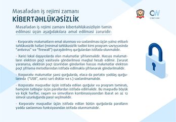 Məsafədən iş rejimi zamanı kibertəhlükəsizliyin təmin edilməsinə dair təlimat hazırlanıb - FOTO