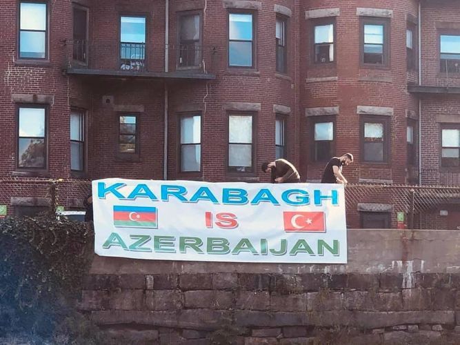 “Garabagh is Azerbaijan” poster hung in Boston