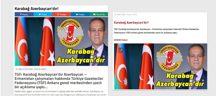 Journalists Federation of Turkey in Ankara issues statement in support to Azerbaijan