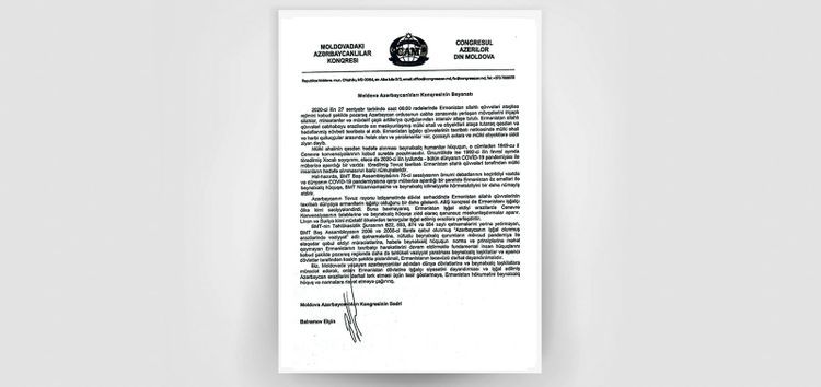 Congress of Moldovan Azerbaijanis issue statement condemning provocations of Armenia