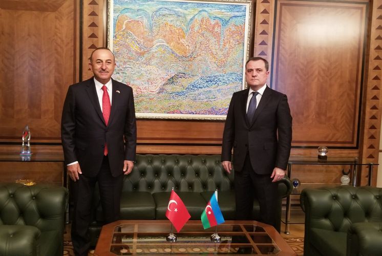 One-on-one meeting being held between Azerbaijani and Turkish FMs